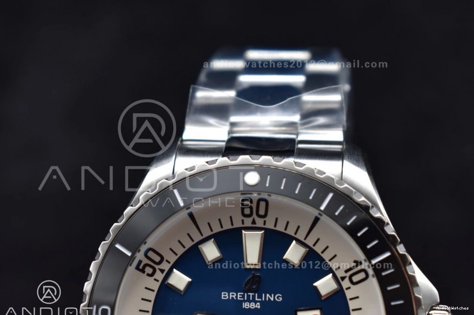 Best SuperOcean Dial on 44 Bracelet SS 481 TF Automatic Edition White AllSeason A 1:1 Blue 0214